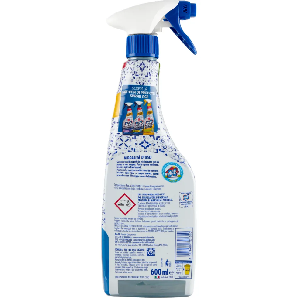 Ace Sgrassatore Universale Profumo di Marsiglia Senza Candeggina 600 ml
