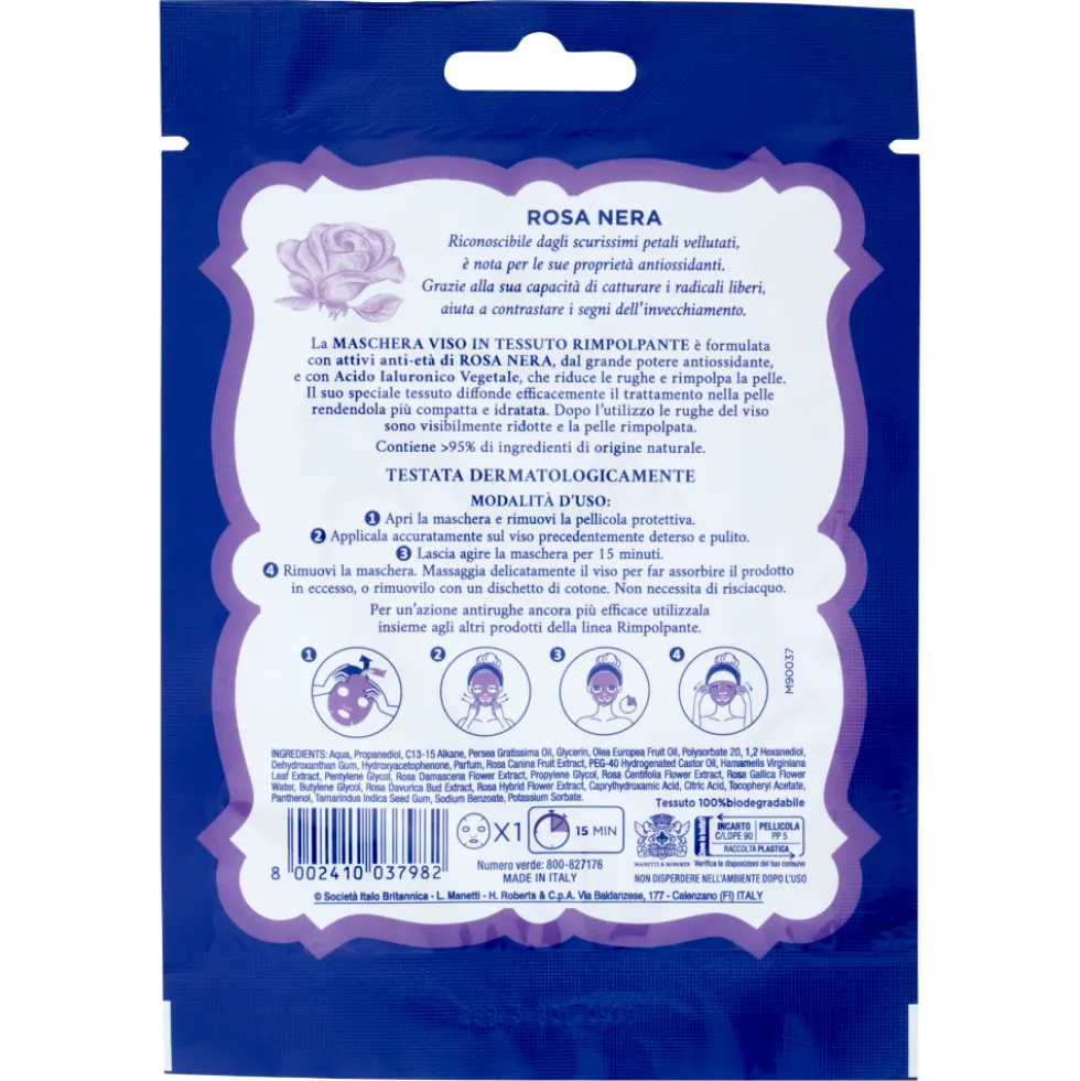 Acqua alle Rose Maschera in Tessuto Rimpolpante 1 Pezzo