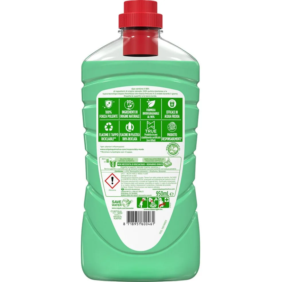 Ajax Detersivo Pavimenti Limone Ultra Sgrassante 950ml