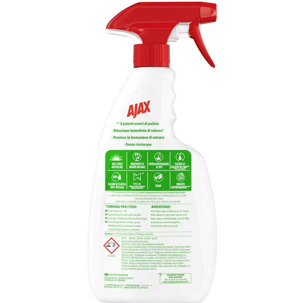Ajax Detersivo Spray Anticalcare Doccia 600ml