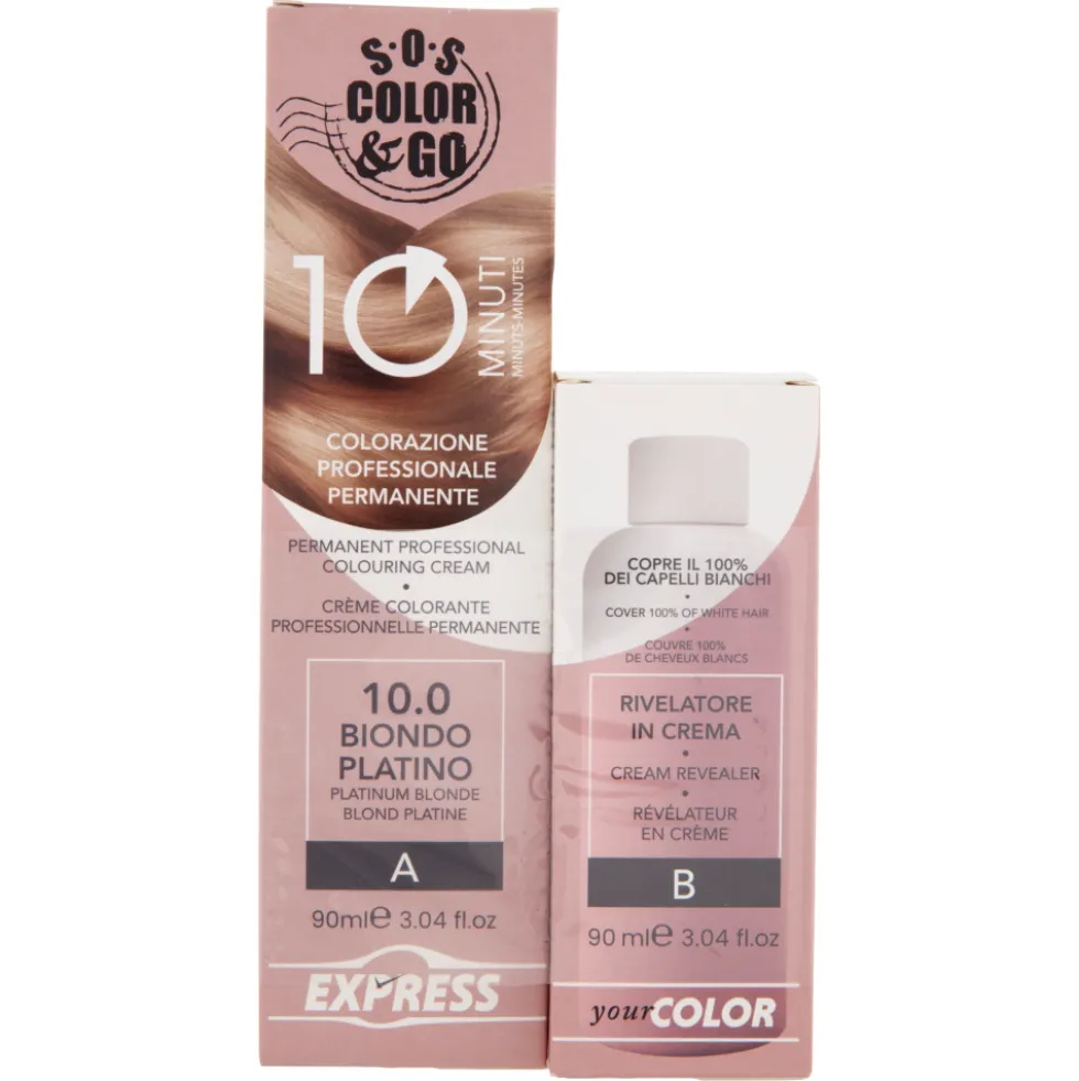 Alama SOS Colorazione Permanente e Rivelatore in Crema 10.0 Biondo Platino 90ml