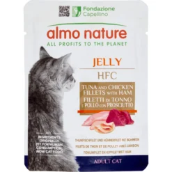 Almo Nature HFC Adult Cat Jelly Filetti di Tonno e Pollo con Prosciutto 55 g