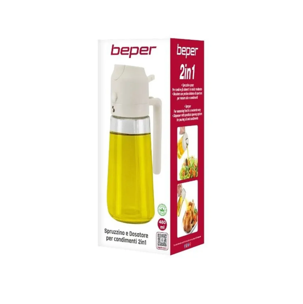 Beper Spruzzino e Dosatore 2in1 per Condimenti 480 ml