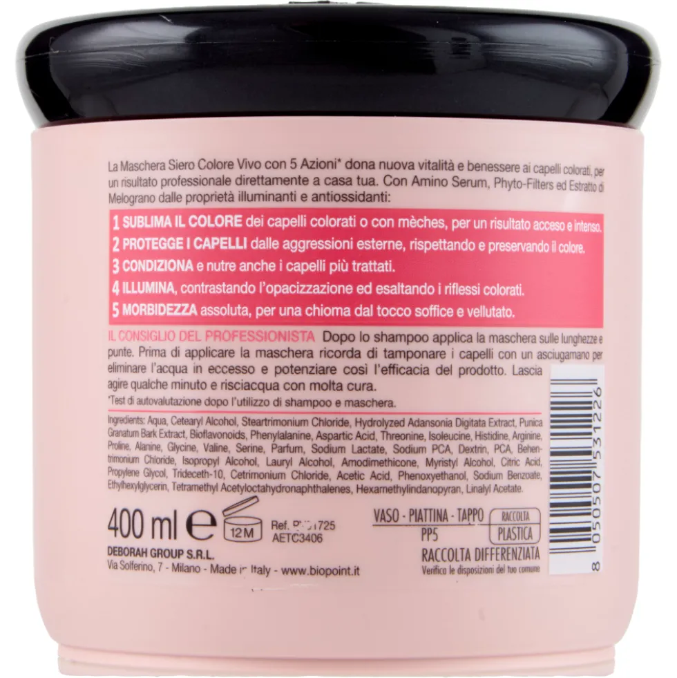 Biopoint Professional Hair Program Maschera Siero Colore Vivo 400 ml