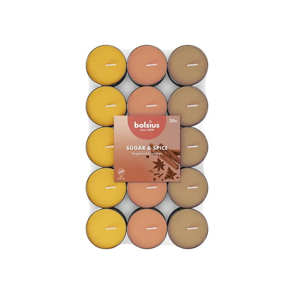 Bolsius Candela tealight profumata Zucchero e Spezie 30 pezzi