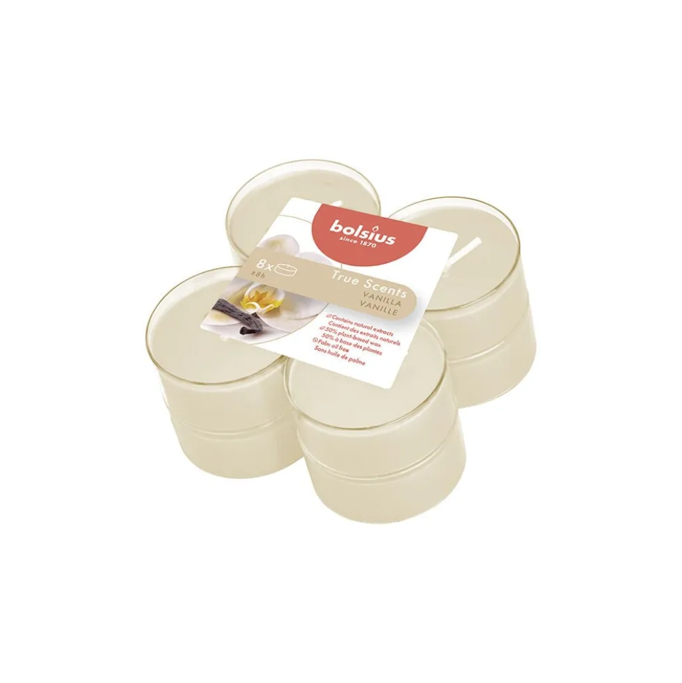 Bolsius Maxi Tealight Profumate Vaniglia 8 pezzi