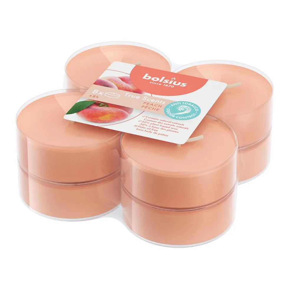 Bolsius Maxi Tealight Profumate Pesca 8 pezzi