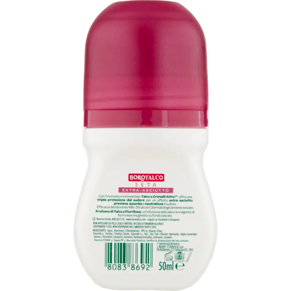 Borotalco Seta Profumo di Talco e Fiori Rosa Deo Roll On 50 ml