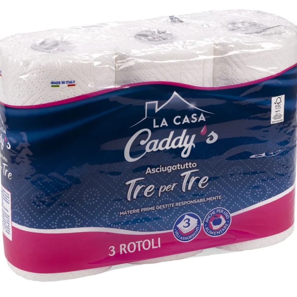 Caddy's Asciugatutto Tre Per Tre 3 Rotoli