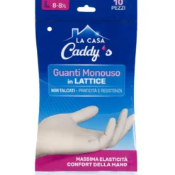 Caddy's Guanti Monouso in Lattice non Talcati Taglia L 10 Pezzi
