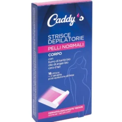 Caddy's Pelli Normali Strisce Depilatorie Corpo 16 Pezzi + 2 Salviette Post-Epilazione