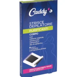 Caddy's Strisce Depilatorie Purificanti Corpo 8 Pezzi + 2 Salviette Post-Epilazione