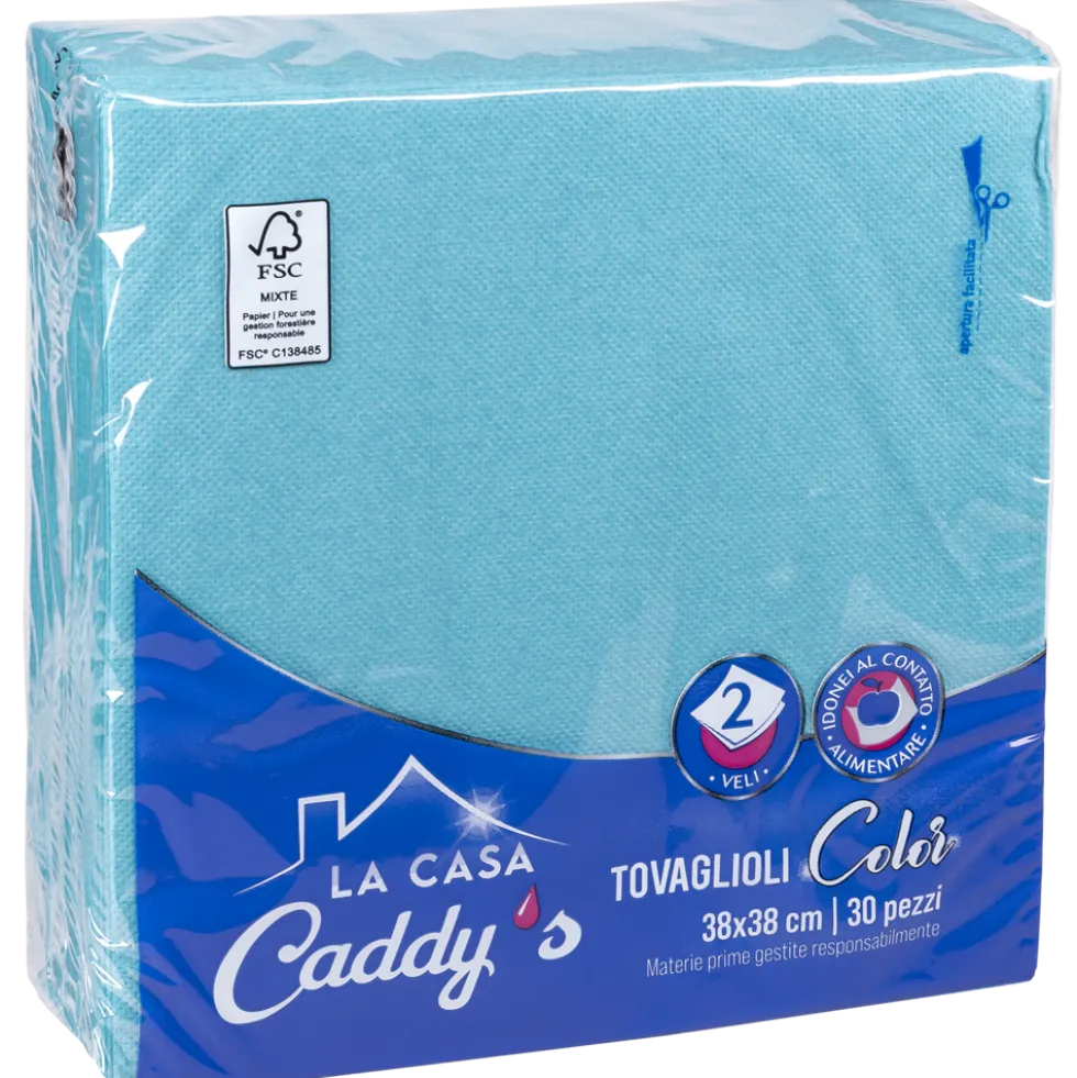 Caddy's Tovaglioli 38x38 Azzurro Turchese 30 Pezzi