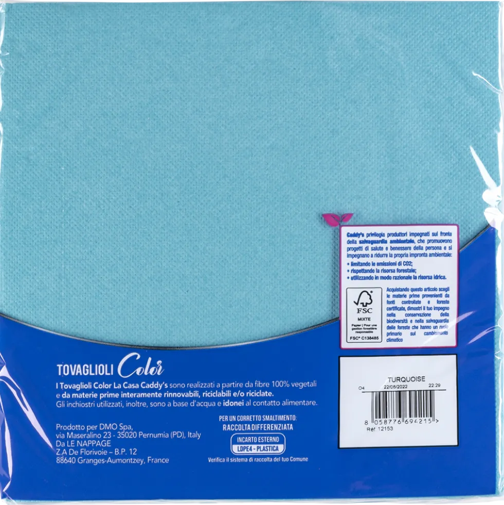 Caddy's Tovaglioli 38x38 Azzurro Turchese 30 Pezzi