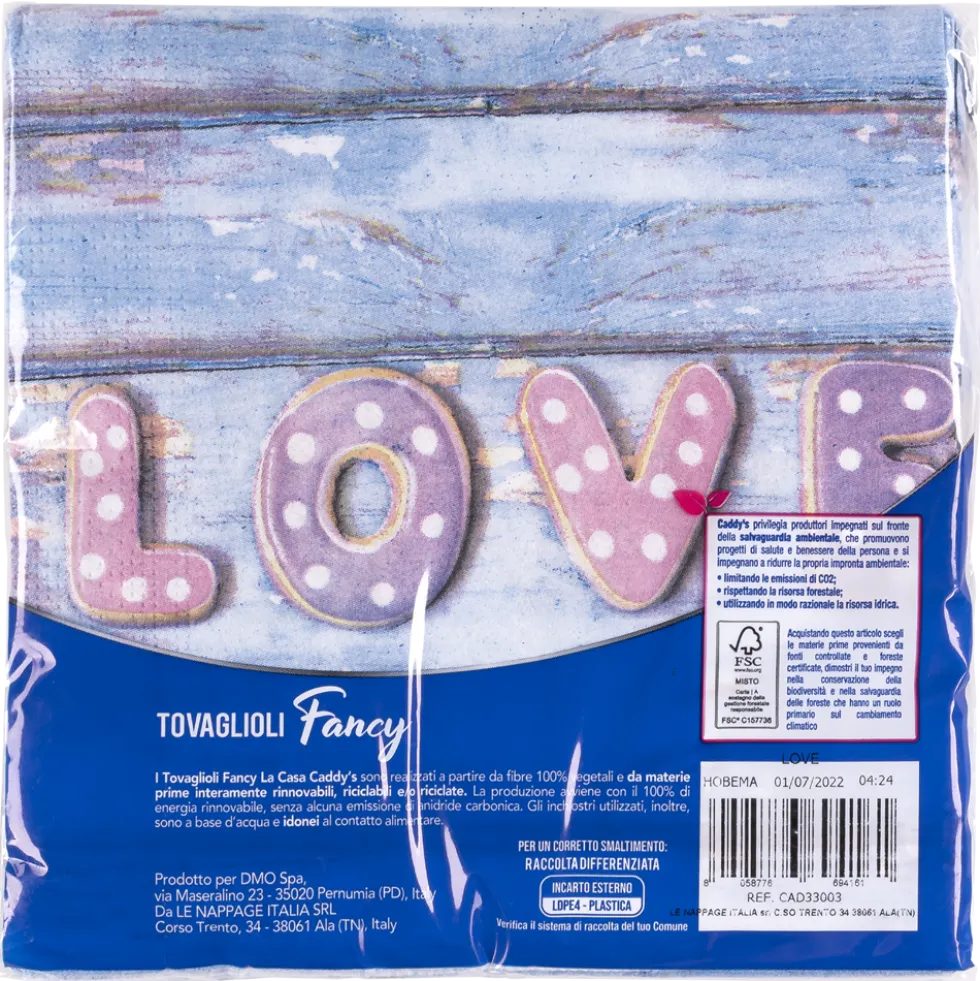 Caddy's Tovaglioli 33x33 Love 40 Pezzi