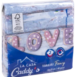Caddy's Tovaglioli 33x33 Love 40 Pezzi