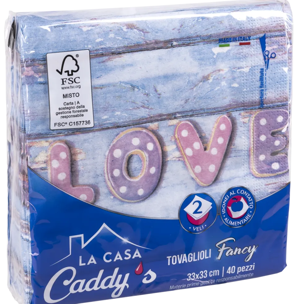 Caddy's Tovaglioli 33x33 Love 40 Pezzi