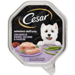 Cesar Dog Selezioni dell'Orto con Agnello sugoso, tacchino e fagiolini in Gelatina 150 gr