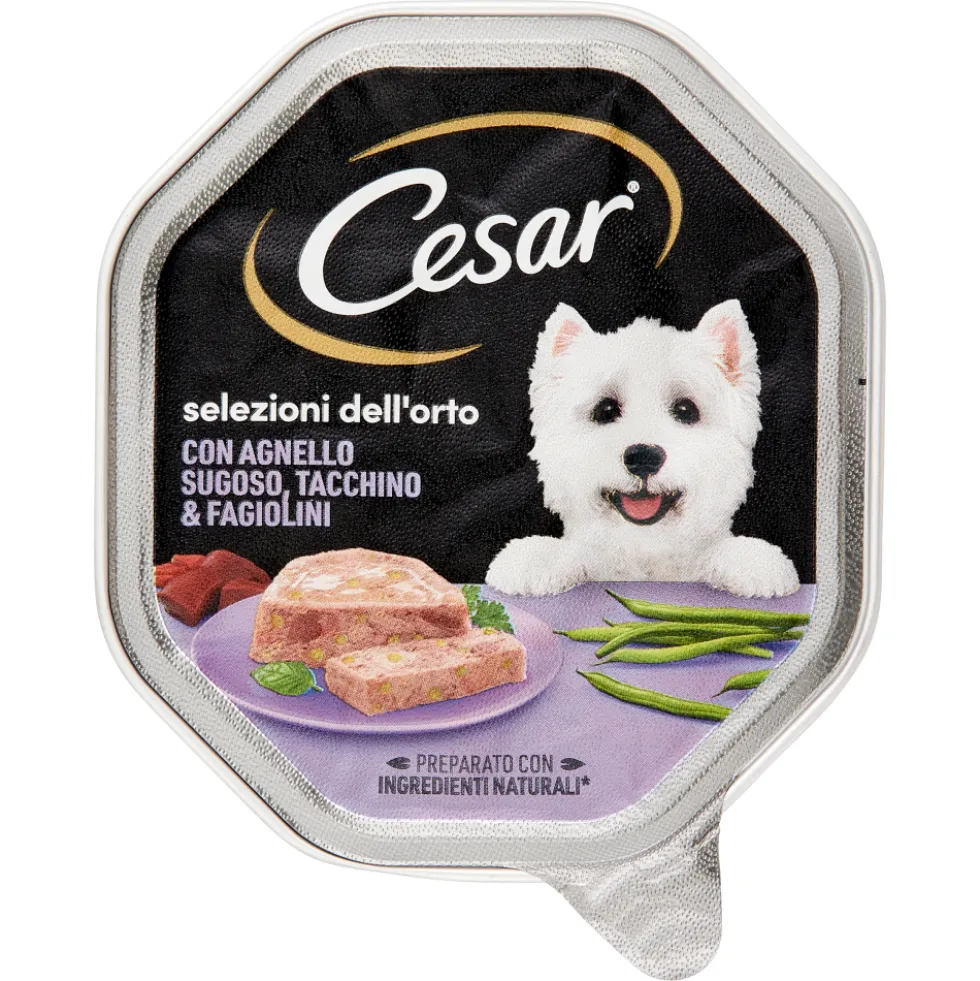 Cesar Dog Selezioni dell'Orto con Agnello sugoso, tacchino e fagiolini in Gelatina 150 gr