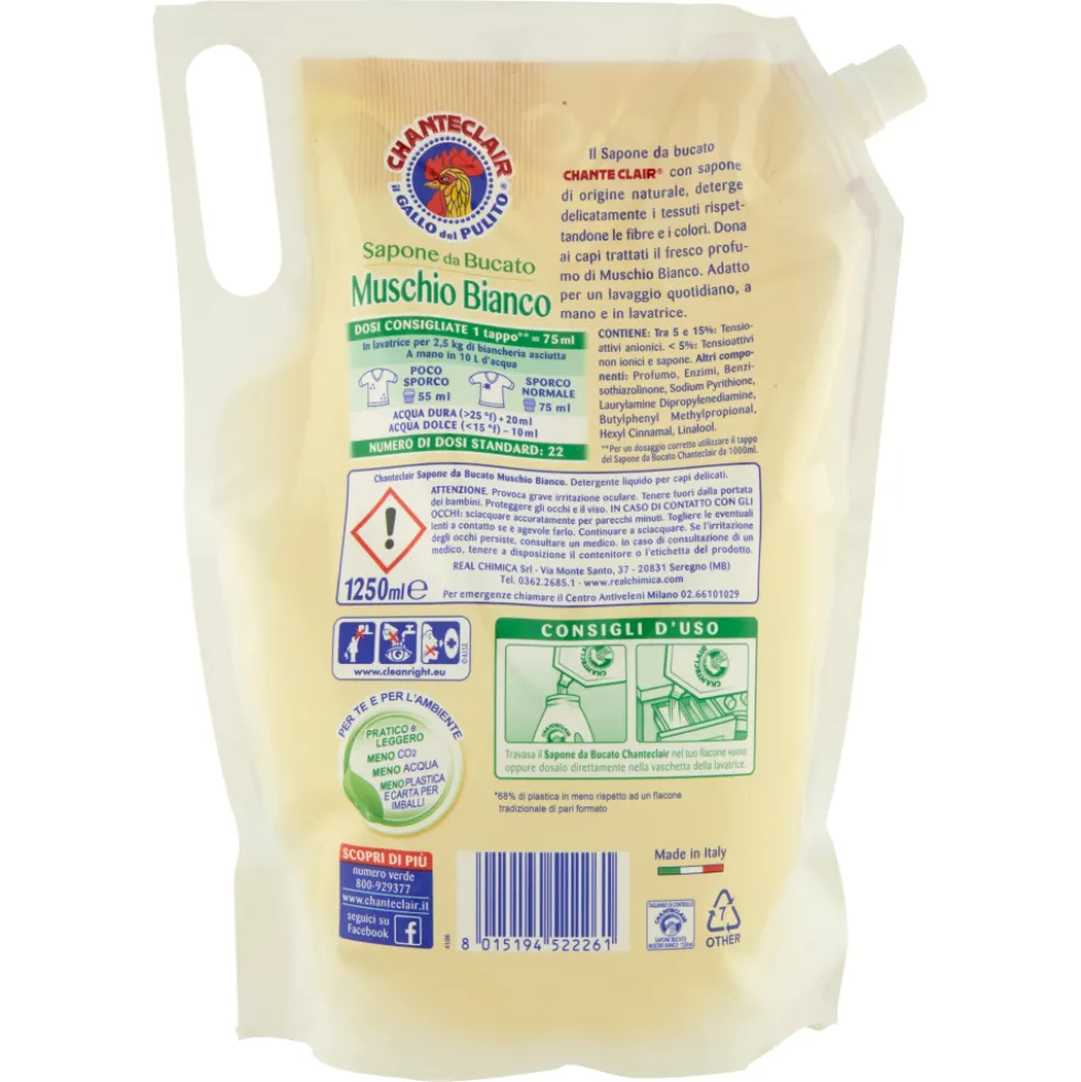 Chanteclair Sapone da Bucato Muschio Bianco Ecoricarica 1250 ml