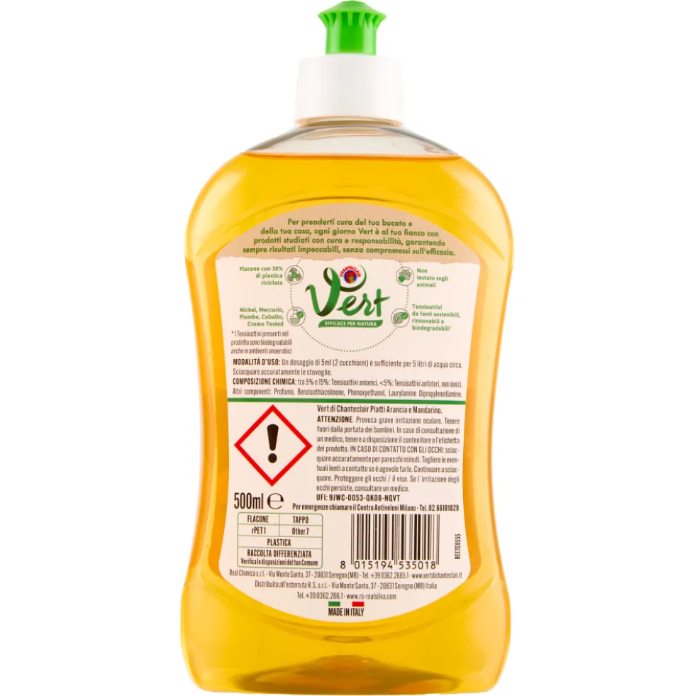 Chanteclair Vert Ecodetergente Piatti Arancia e Mandarino 500 ml