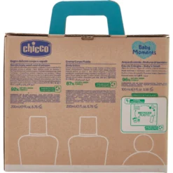 Chicco Baby Moments Set Crema Corpo 200 ml + Acqua di Colonia 100 ml + Bagno Delicato Corpo & Capelli 200 ml