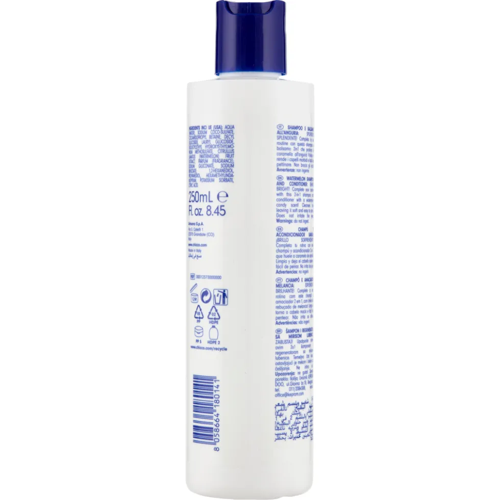 Chicco Pop Comby Shampoo & Balsamo Capelli Facili da Pettinare Watermelon Splash 250 ml