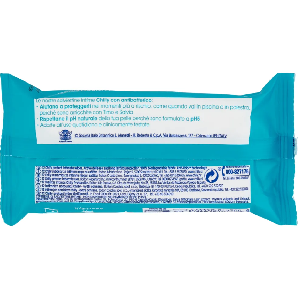 Chilly Salviette Intime Antibatteriche 12 Pezzi