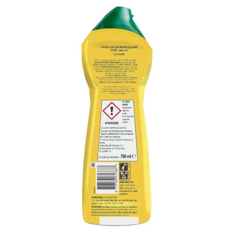 Cif Crema al Limone con Particelle 100% Naturali 500 ml