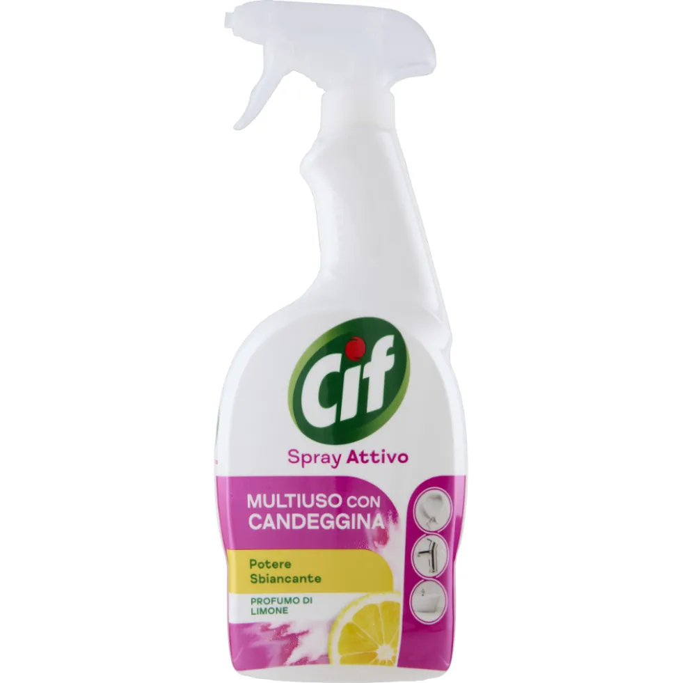 Cif Spray Attivo con Candeggina 100% Igienizzante Limone 650 ml