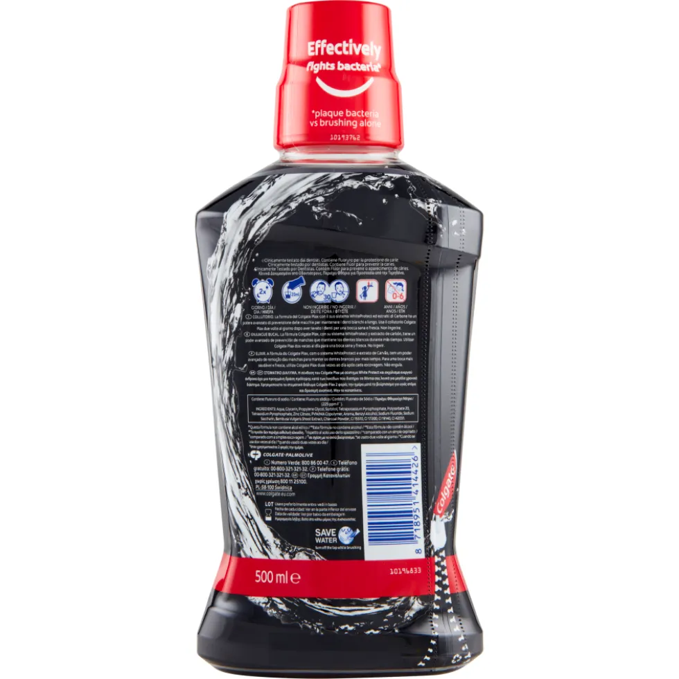 Colgate Collutorio Sbiancante Carbone Plax White & Charcoal 500 ml