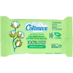 Cotoneve Salviette Intime con Mentolo e Estratto di Salvia Rinfrescanti 12 Pezzi