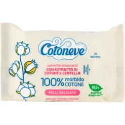 Cotoneve Salviette Struccanti con Estratto di Cotone e Centella Pelli Delicate 20 Pezzi