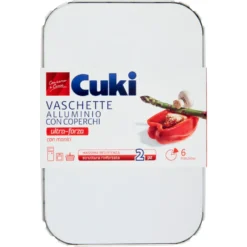 Cuki Conserva e Cuoce Vaschette Alluminio con Coperchi 6 porzioni 2 Pezzi