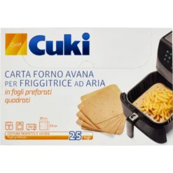 Cuki Cuoce Carta Forno Avana per Friggitrice ad Aria 25 Fogli Preforati