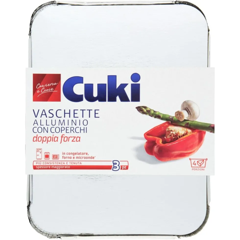 Cuki Vaschetta in Alluminio con Coperchio 3 Pezzi