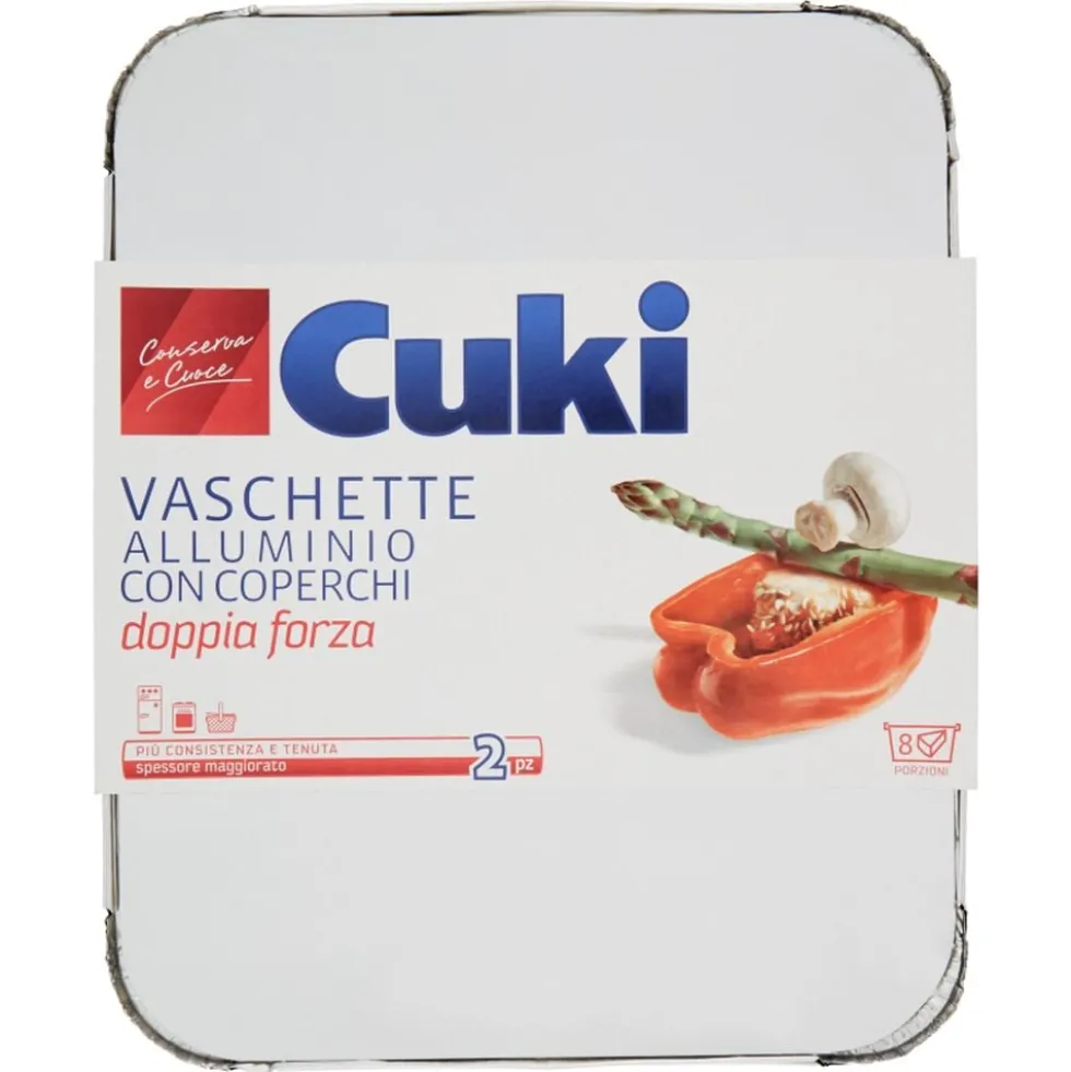 Cuki Vaschette in Alluminio con Coperchio 2 Pezzi