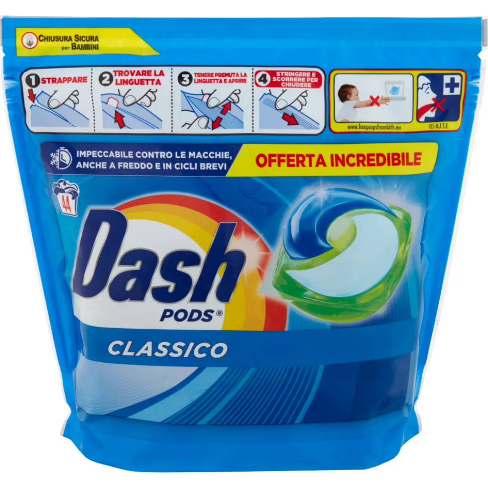 Dash Pods Detersivo Lavatrice Classico 44 Pezzi