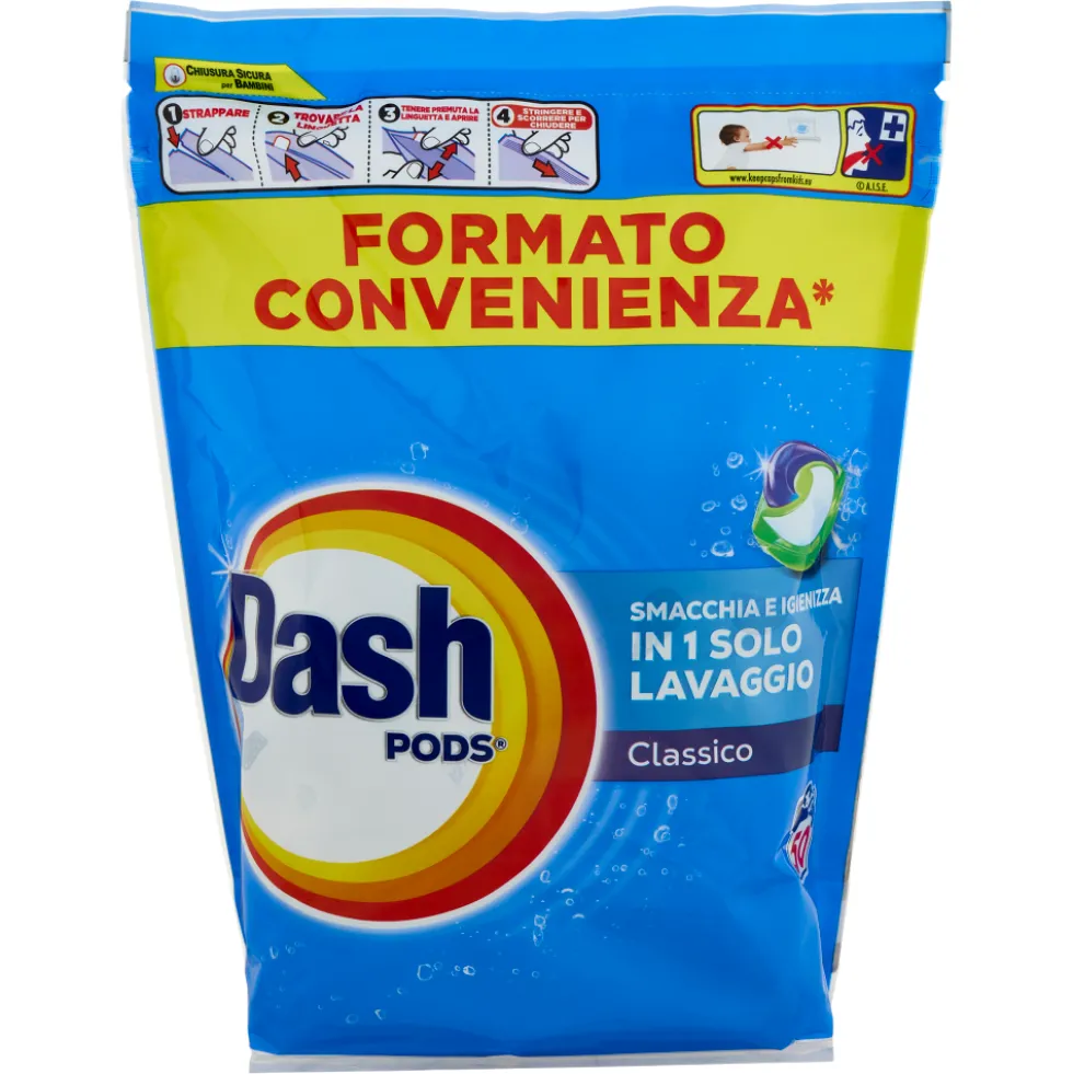 Dash Pods Detersivo Lavatrice In Capsule Classico 50 Lavaggi