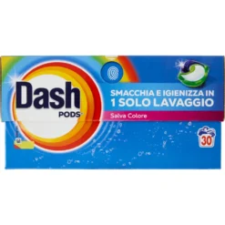 Dash Pods Detersivo Lavatrice In Capsule, Salva Colore, 30 Lavaggi 519 g