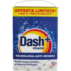 Dash Power Detersivo Lavatrice in Polvere 105 Lavaggi