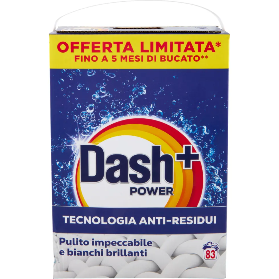Dash Power Detersivo Lavatrice in Polvere Tecnologia Anti-Residui 83 Lavaggi