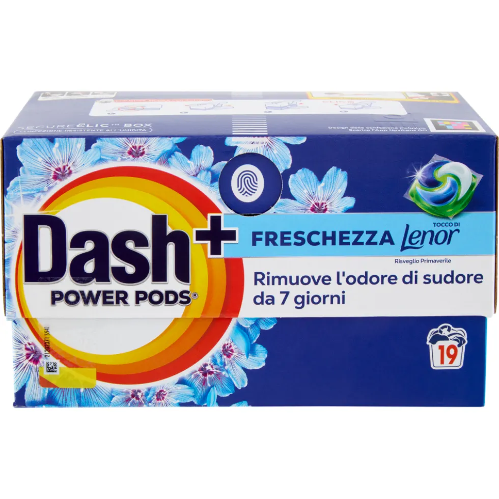 Dash Power Pods Detersivo Lavatrice Capsule + Tocco Lenor Risveglio Primaverile 19 Lavaggi