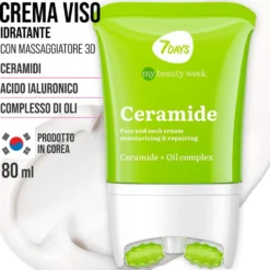 7Days Crema Viso Idratante Anti-age con Ceramide e Roller Massaggiatore 80 ml
