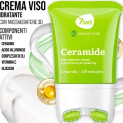 7Days Crema Viso Idratante Anti-age con Ceramide e Roller Massaggiatore 80 ml