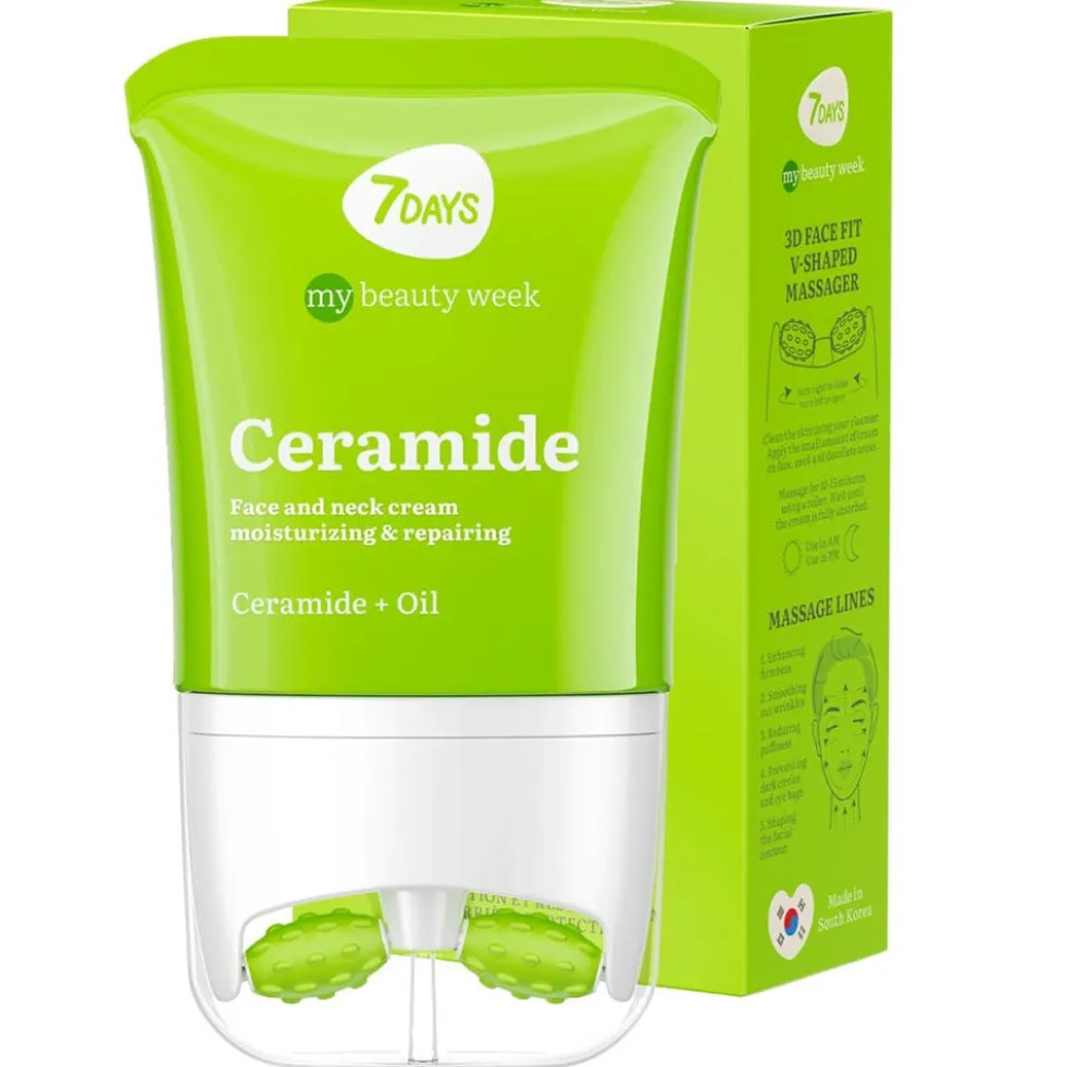 7Days Crema Viso Idratante Anti-age con Ceramide e Roller Massaggiatore 80 ml