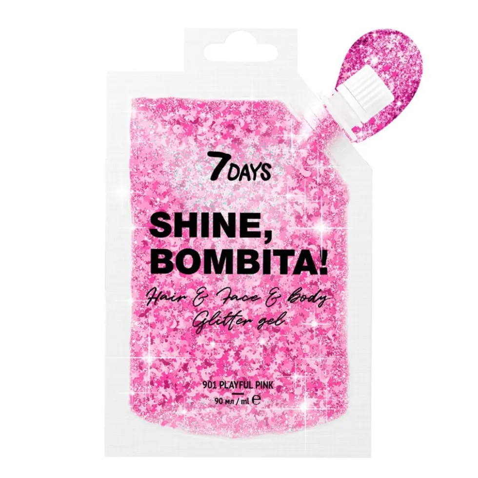 7 Days Shine Bombita Gel Glitter Viso Capelli e Corpo 901 Playful Pink