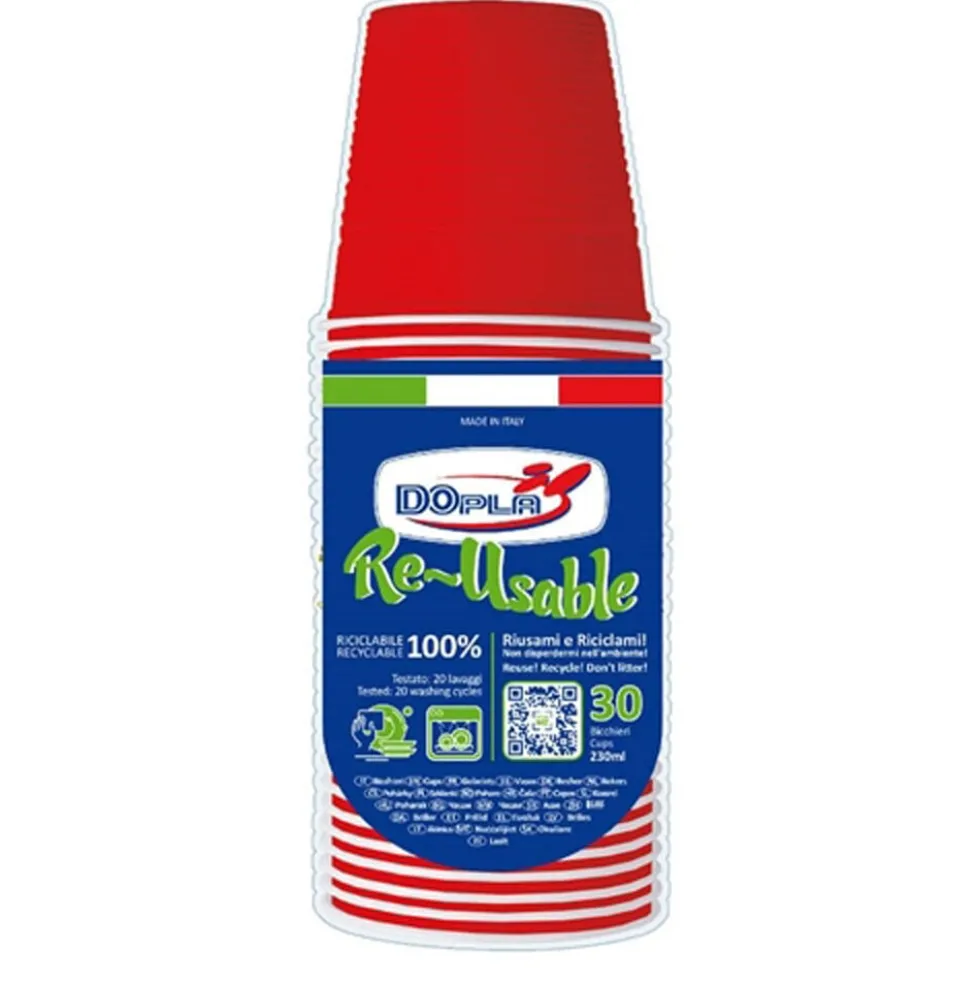 Dopla Bicchieri Rossi 230 ml 30 pezzi