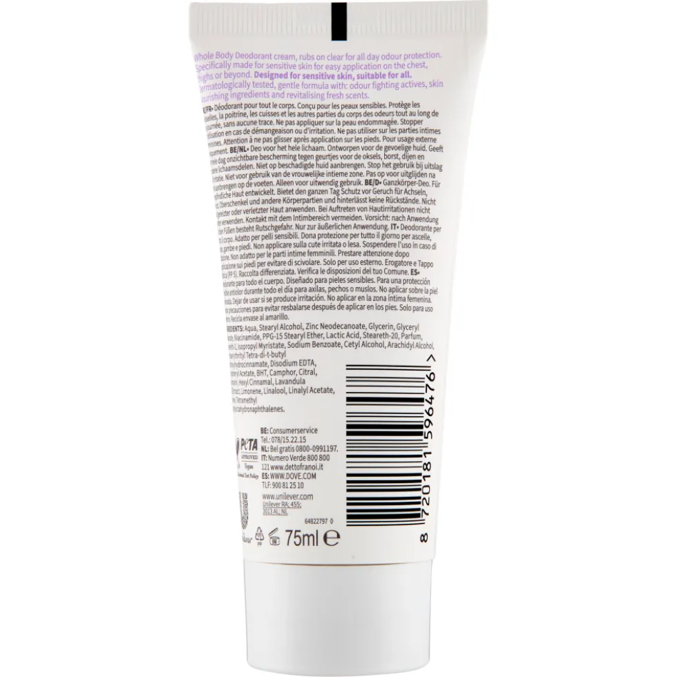 Dove Whole Body Deo Sensitive Lavender & Camomile Scent 75 ml