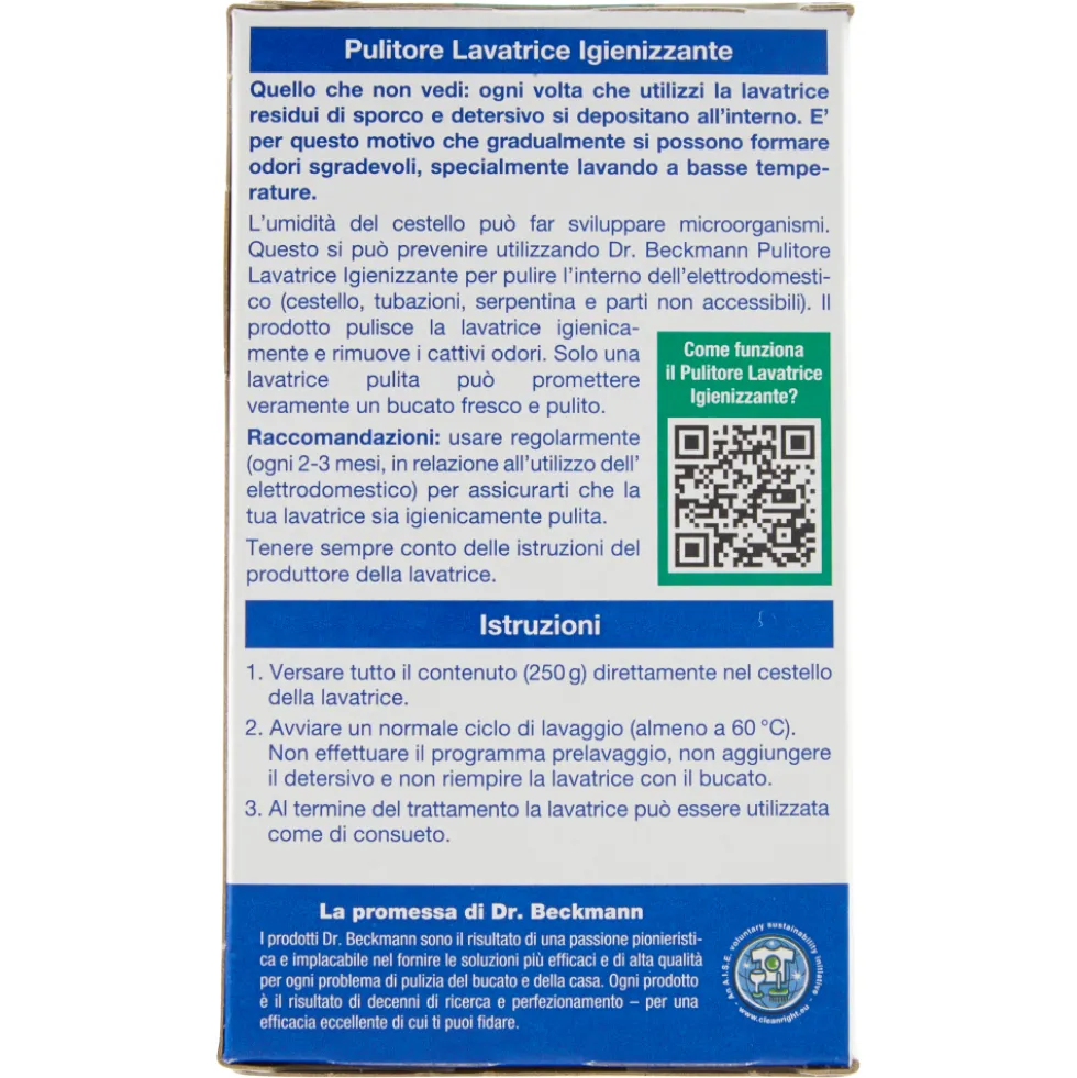 Dr. Beckmann Pulitore Lavatrice Igienizzante Monouso 250 ml